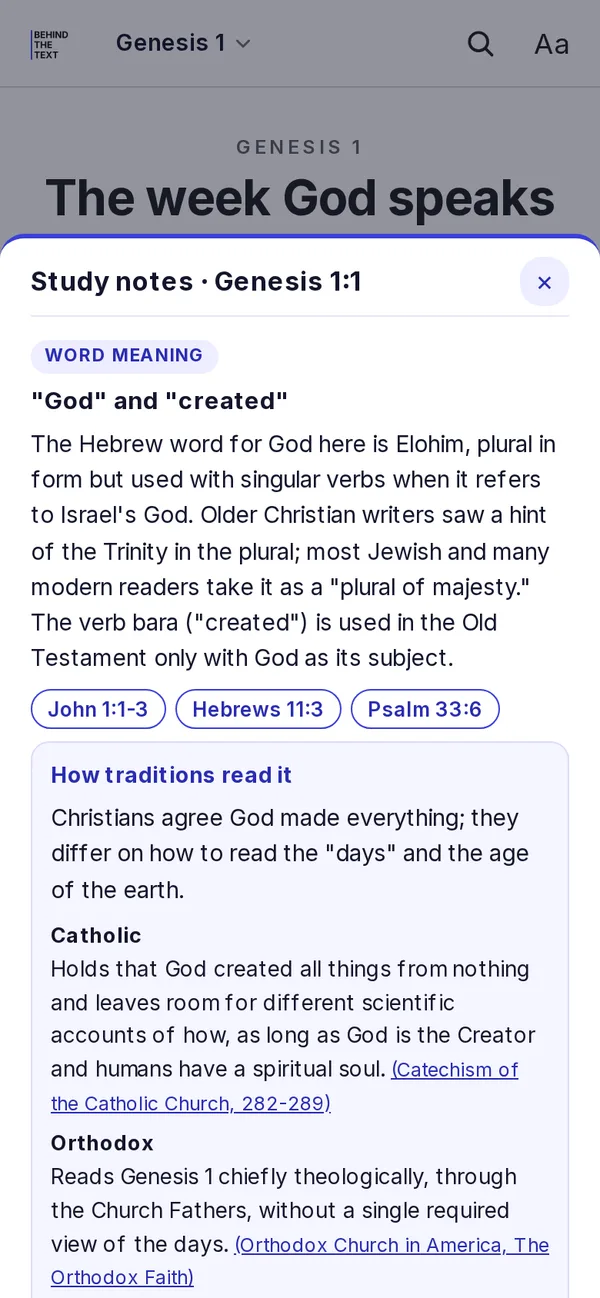 Study notes on Genesis 1 in Behind the Text