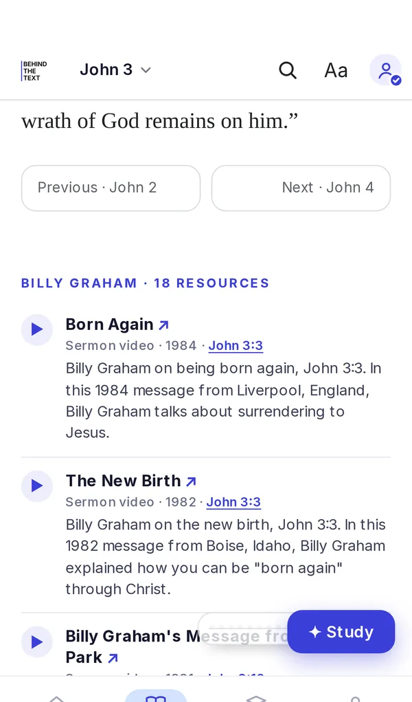 Billy Graham sermons for John 3